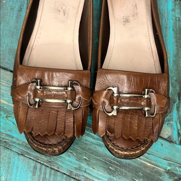 Salvatore Ferragamo Brown Loafers Size 9.5 Neutral Minimalist Business Casual - Picture 3 of 13